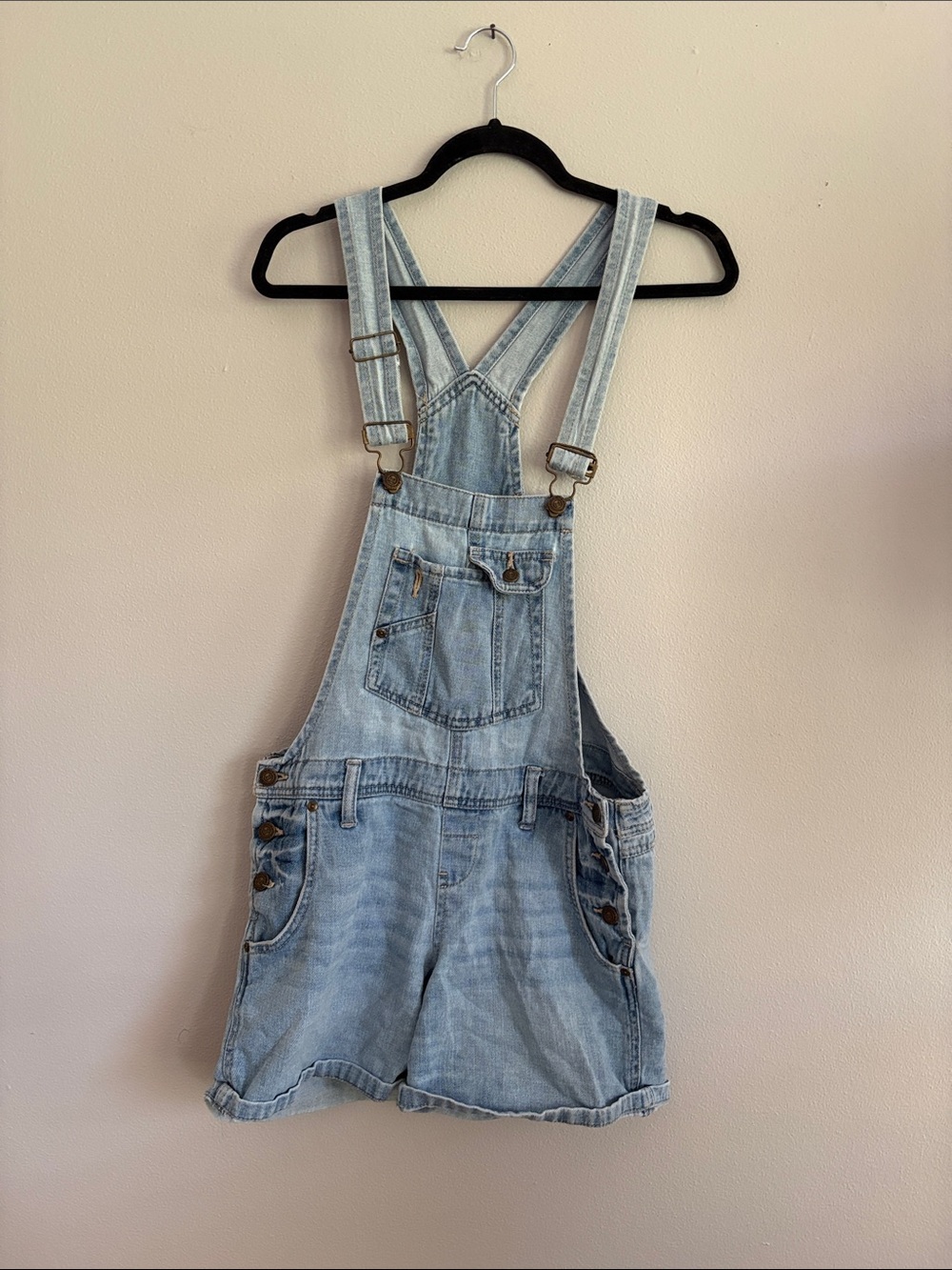 l.e.i. Denim Overall Shorts Romper Size Large